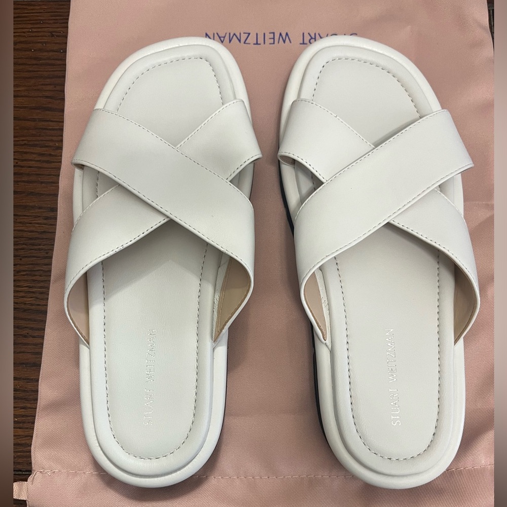 Stuart Weitzman Elodie Leather Sandal Slide platform NEW 6